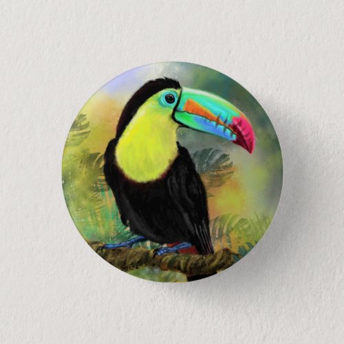 Exotic Tropical Toco Toucan Bird Button