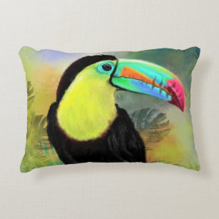 Exotic Tropical Toco Toucan Bird - Painting  Accent Pillow