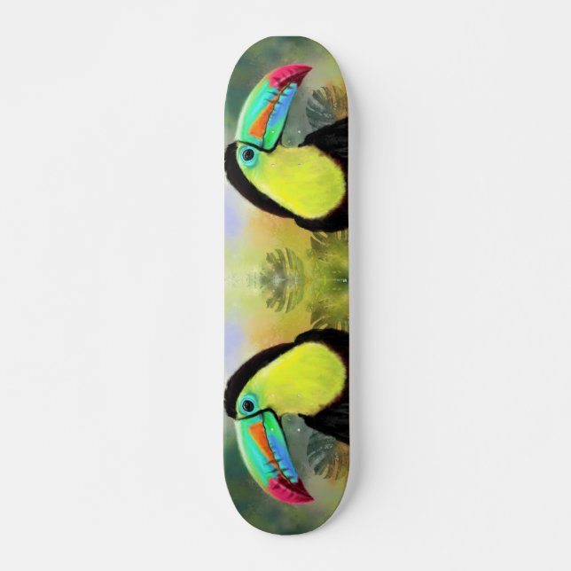 Exotic Tropical Toco Toucan Bird - Painting Art Skateboard (Front)