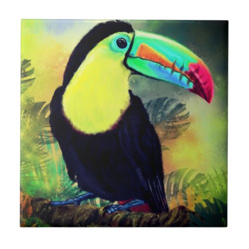 Exotic Tropical Toco Toucan Bird _ Painting  Ceramic Tile