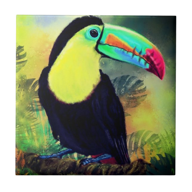 Exotic Tropical Toco Toucan Bird - Painting  Ceramic Tile (Front)