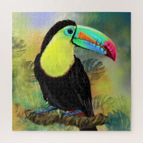 Exotic Tropical Toco Toucan Bird _ Painting Migned Jigsaw Puzzle