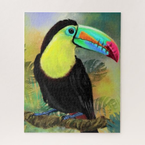 Exotic Tropical Toco Toucan Bird Painting Migned Jigsaw Puzzle