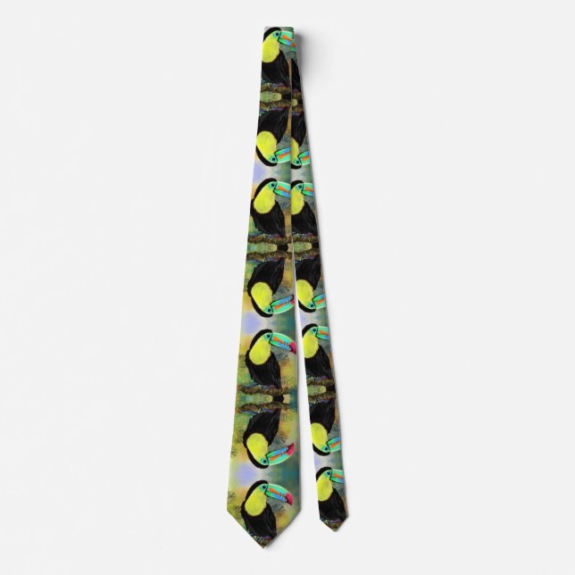 Exotic Tropical Toco Toucan Bird - Painting Migned Neck Tie (Front)