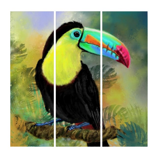 Exotic Tropical Toco Toucan Bird Triptych (Front)