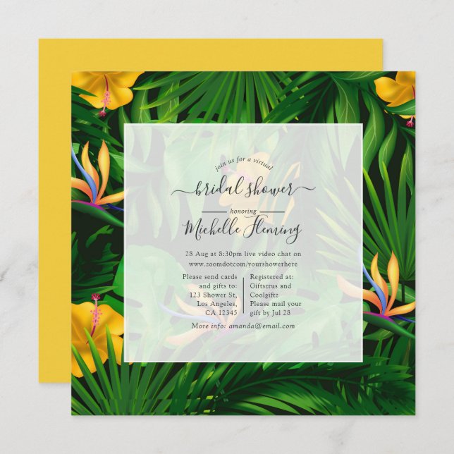 Exotic Tropical Virtual Shower Invitation (Front/Back)