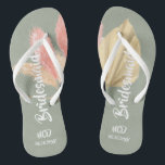 Exotic Tropical Watercolor Bridesmaid Favor Flip Flops<br><div class="desc">You will love this Kraft watercolor green textures with pink golden palm leaves on a gold geometric frame with glitter. Great for your wedding venue!</div>