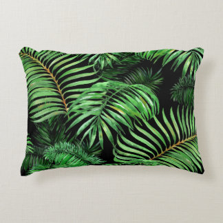 Exotic tropical, watercolor palm pattern. accent pillow