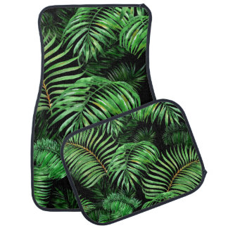 Exotic tropical, watercolor palm pattern. car floor mat