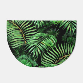 Exotic tropical, watercolor palm pattern. doormat