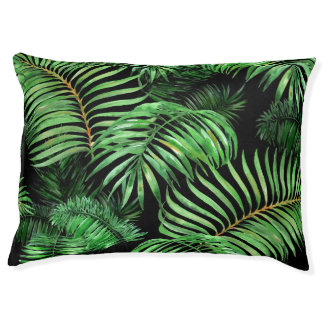Exotic tropical, watercolor palm pattern. pet bed