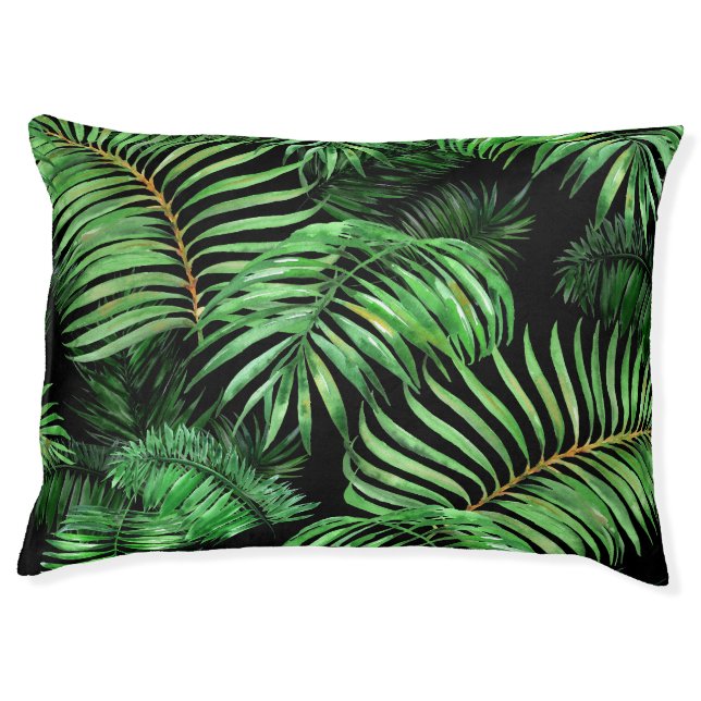 Exotic tropical, watercolor palm pattern. pet bed (Front)