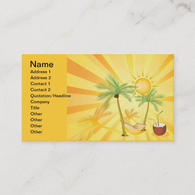 Exotic-Vector-Graphics TROPICAL SUMMER PALM TREES Business Card (Front)