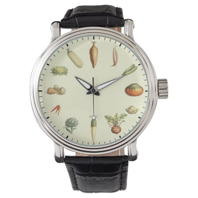 Exotic Vegetable Clock - Unusual Veg Kitchen Clock Watch (Front)