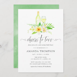 Exotic Watercolor Bridal Shower Wine Tasting Invitation