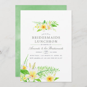Exotic Watercolor Frangipani Bridesmaids Luncheon Invitation