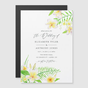 Exotic Watercolor Frangipani Floral Wedding Magnetic Invitation