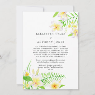 Exotic Watercolor Frangipani Reduced Guest List Announcement