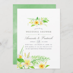 Exotic Watercolor Frangipani Wedding Shower invite