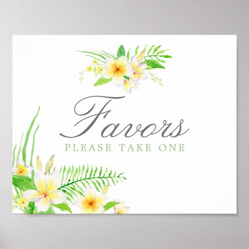 Exotic Watercolor Frangipanis Wedding Favors Sign
