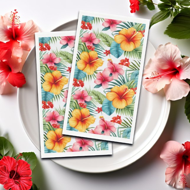 Exotic Watercolor Hawaiian Floral  Paper Guest Towels (Creator Uploaded)