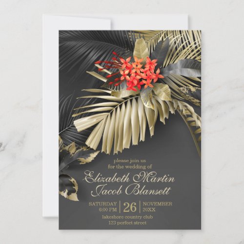 Exotic West Indian Jasmine  Tropical Wedding Invitation