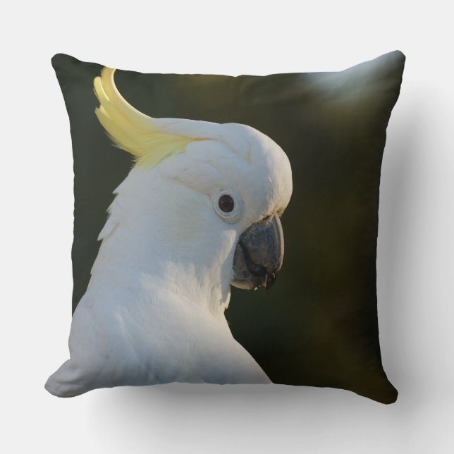 Exotic White Cockatoo Throw Pillow (Front)