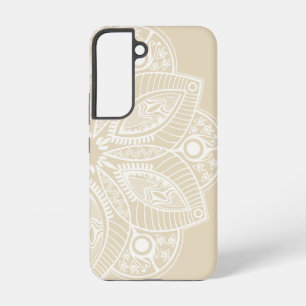 Exotic White Mandala on Beige Background Samsung Galaxy S22 Case