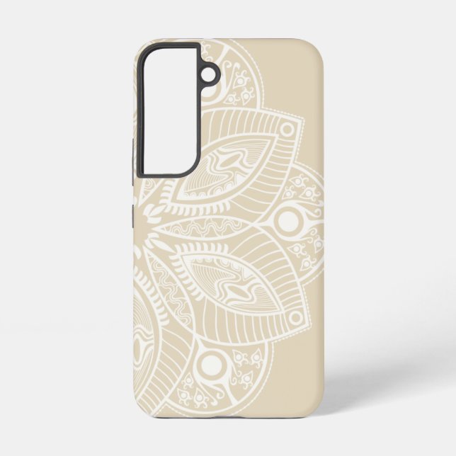 Exotic White Mandala on Beige Background Samsung Galaxy Case (Back)