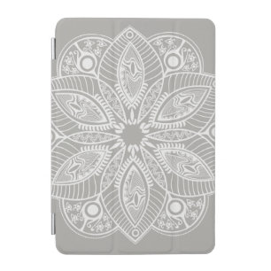 Exotic White Mandala on Gray Background iPad Mini Cover