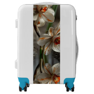 Exotic White & Orange Orchid Art Travel Luggage