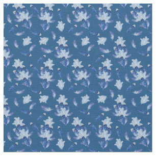 Exotic-White Parrot Blue tone Feathers Repeats Fabric