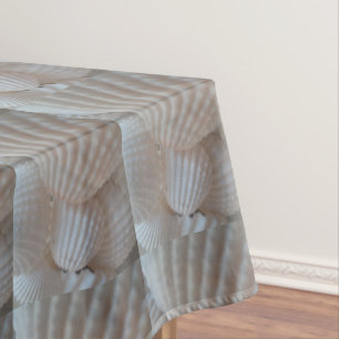 Exotic White Seashells, Tablecloth, Summer Beach Tablecloth