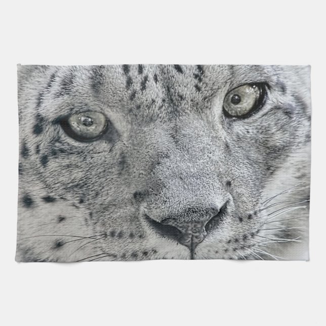 Exotic White Snow Leopard Towel (Horizontal)