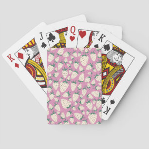 Exotic White Strawberries Cute Colorful Pattern Poker Cards