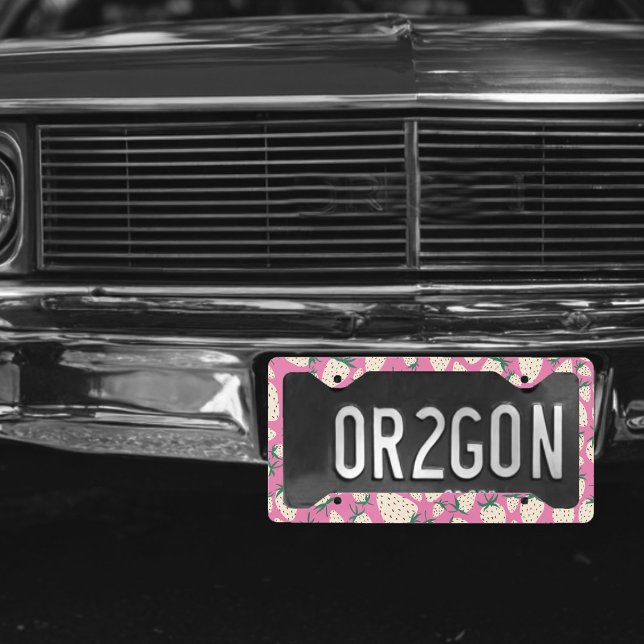 Exotic White Strawberries Fruity Handmade Pattern License Plate Frame (Exotic White Strawberries Fruity Handmade Pattern License Plate Frame
)