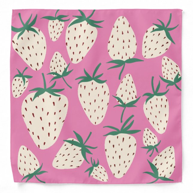 Exotic White Strawberries Sweet Colorful Cute Pink Bandana (Front)
