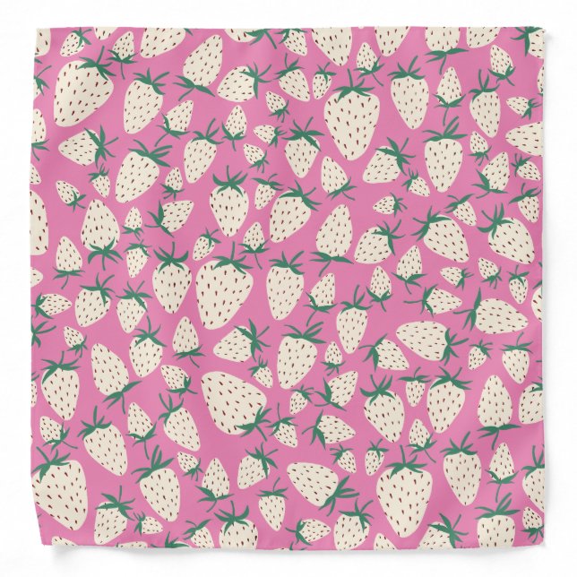 Exotic White Strawberries Sweet Colorful Cute Pink Bandana (Front)
