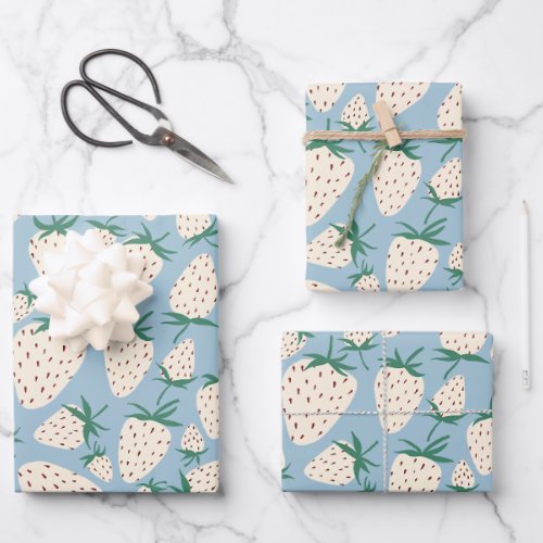 Exotic White Strawberries Sweet Colorful Fruit  Wrapping Paper Sheets