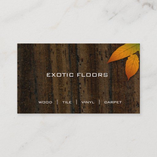 Customizable Exotic Wood Business Card with autumn Leaf