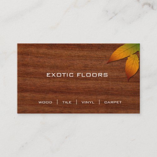 Exotic Wood Business Card with autumn Leaf 2