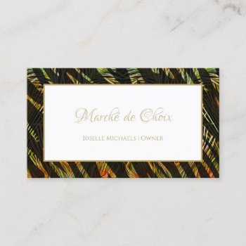 Exotic Zebra Print Peacock Feathers Boutique Business Card by GirlyBusinessCards at Zazzle
