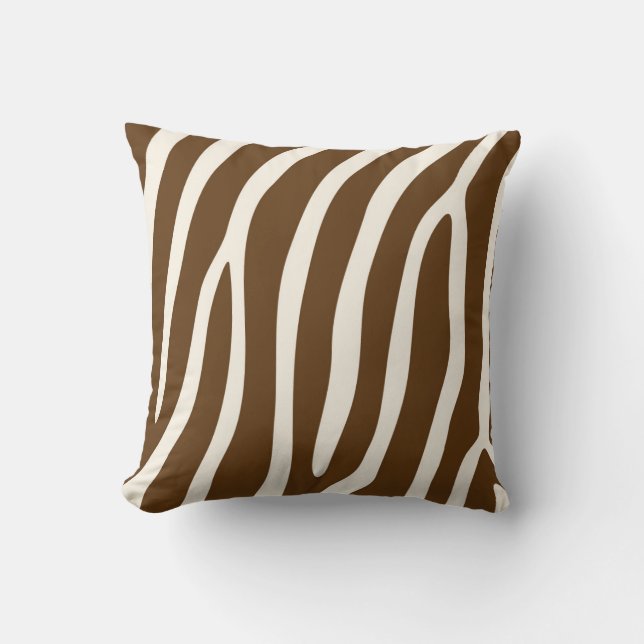 Exotic Zebra Stripes in Brown Throw Pillow (Front)