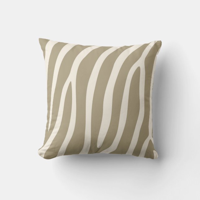 Exotic Zebra Stripes in Light Khaki Throw Pillow (Front)