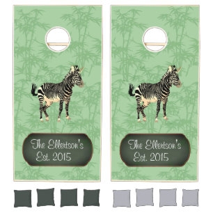 Exotic Zebra with Bamboo Cornhole Set