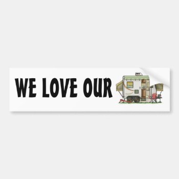 Expandable Hybred Trailer Camper Bumper Sticker by art1st at Zazzle