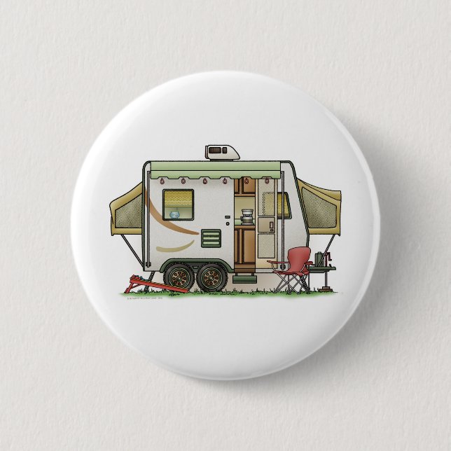 Expandable Hybred Trailer Camper Pinback Button (Front)