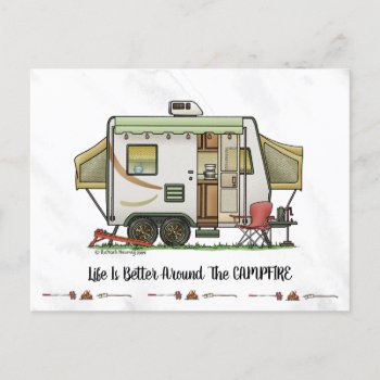 Expandable Hybred Trailer Camper Postcard by art1st at Zazzle