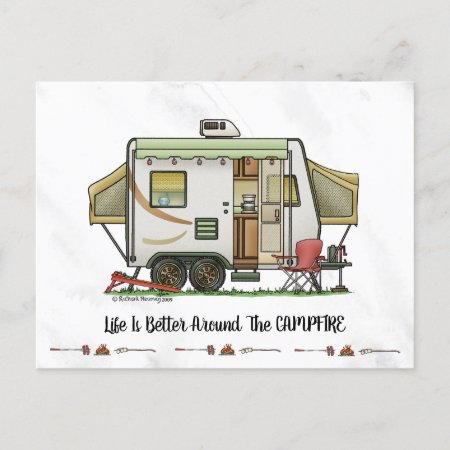 Expandable Hybred Trailer Camper Postcard