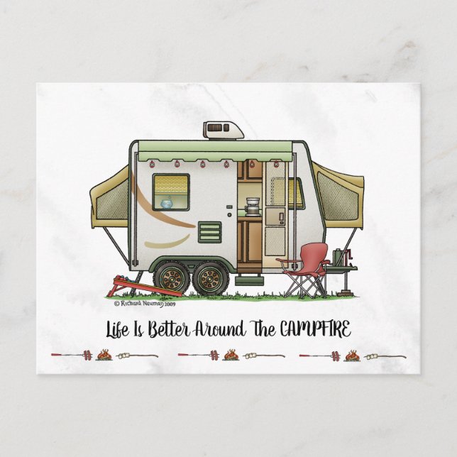 Expandable Hybred Trailer Camper Postcard (Front)
